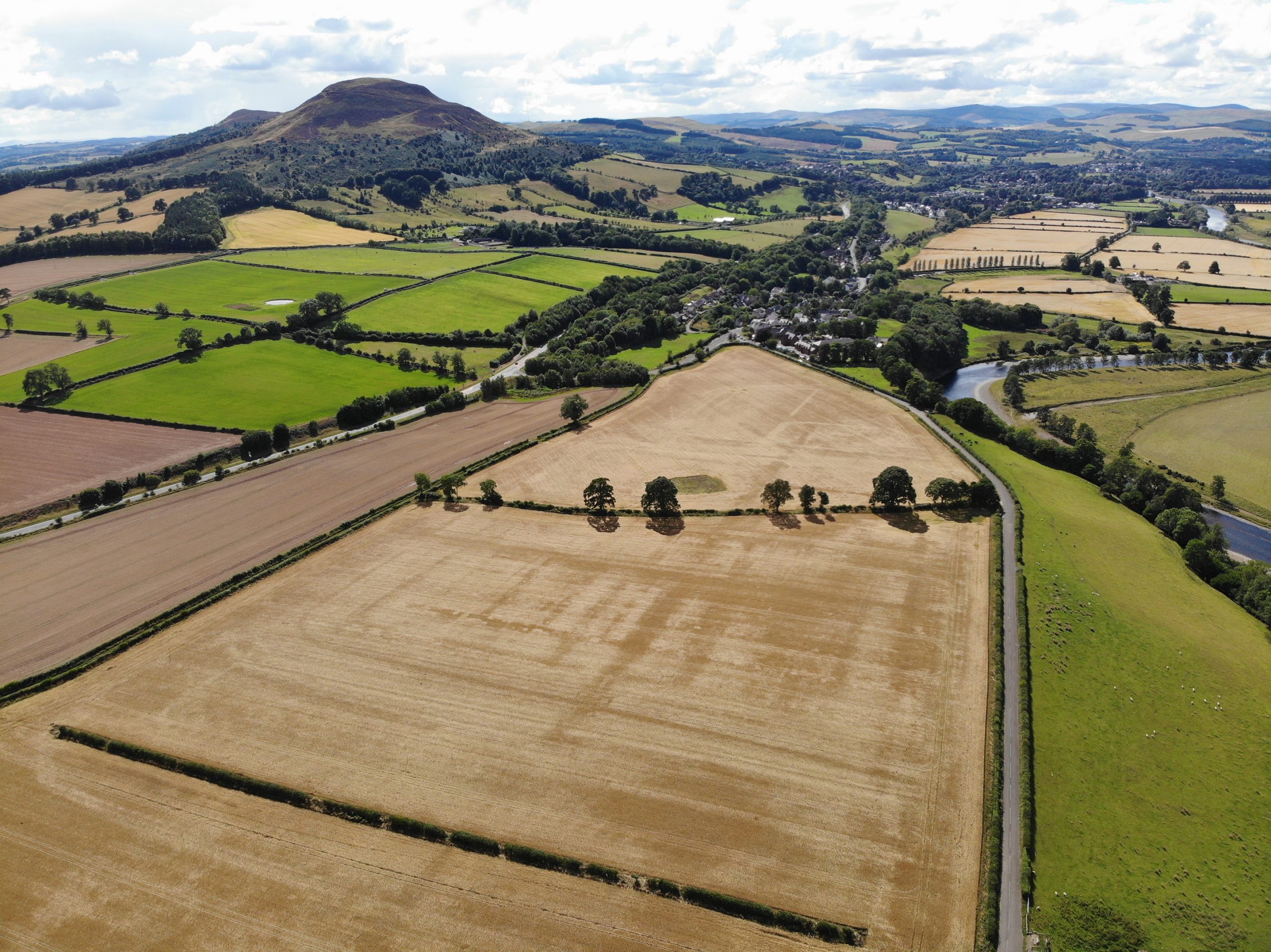 Landscape image of The Trimontium Roman Fort site at the Trimontium Museum Trust in Melrose, Scotland